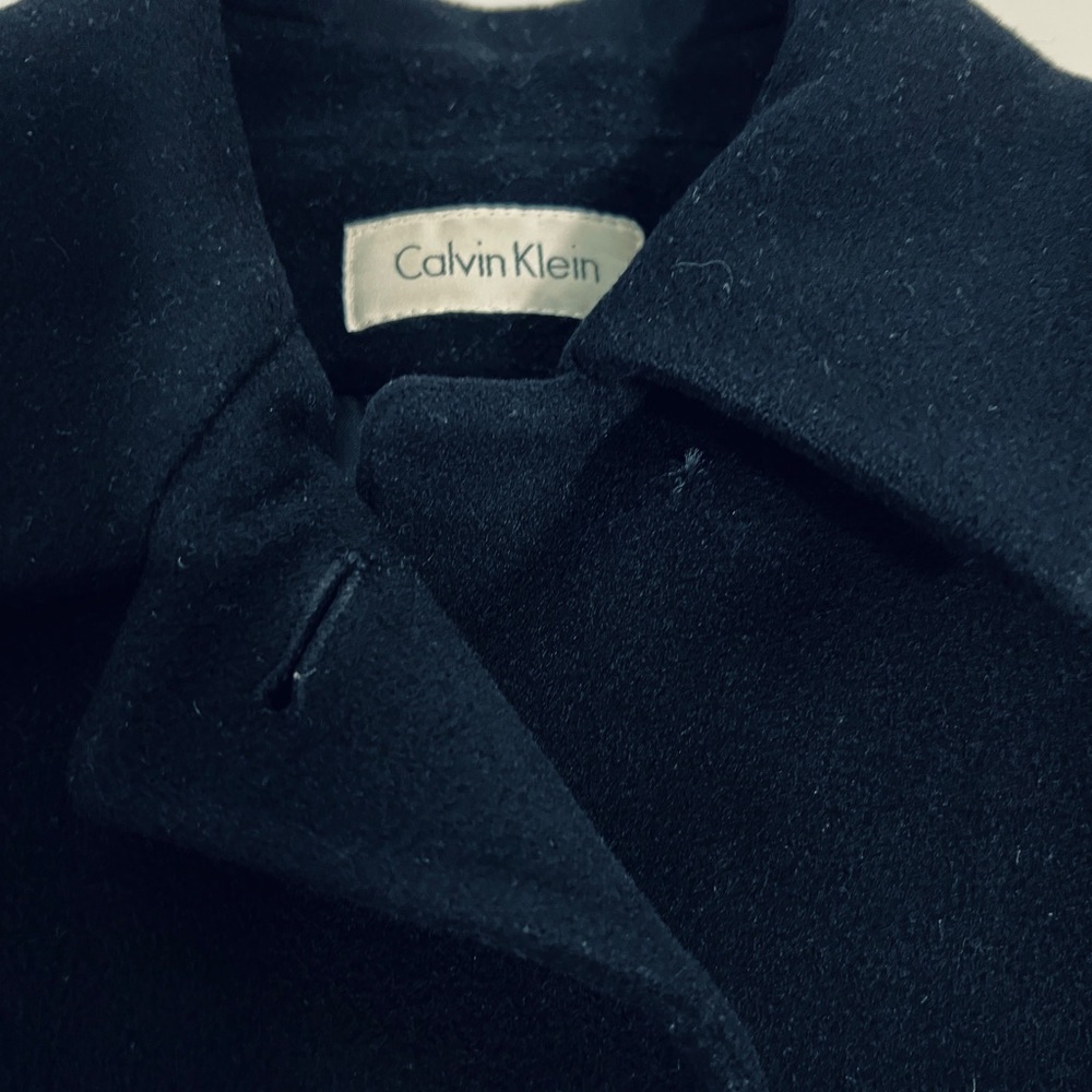 Vintage 1990s Calvin Klein 100% Merino Wool Single Breasted Walker Car Coat - 8 - Picture 15 of 15